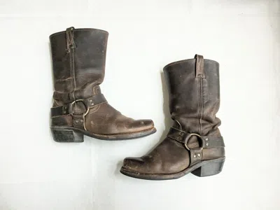 Pre-owned Frye Engineer Boots Brown Leather 8.5 M