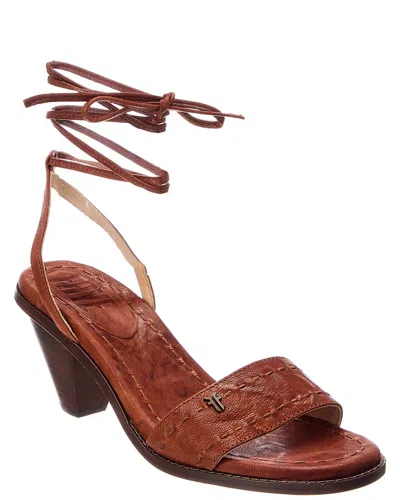 Frye Estelle Ankle Tie Leather Sandal In Burgundy