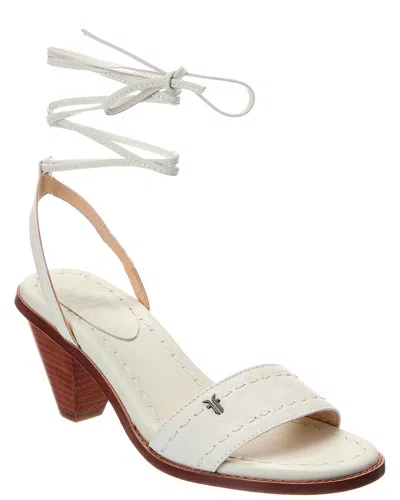 Frye Estelle Ankle Tie Leather Sandal In White