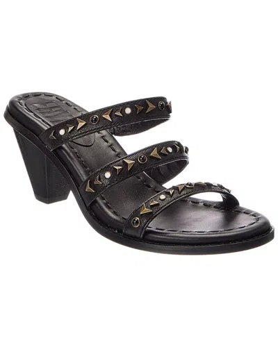 Frye Estelle Studded Slide Leather Sandal In Black