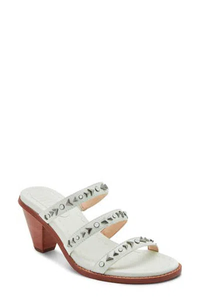 Frye Estelle Studded Strappy Slide Sandal In White