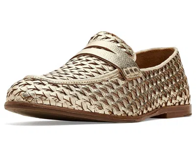 Frye Faith Woven Loafers In Gold