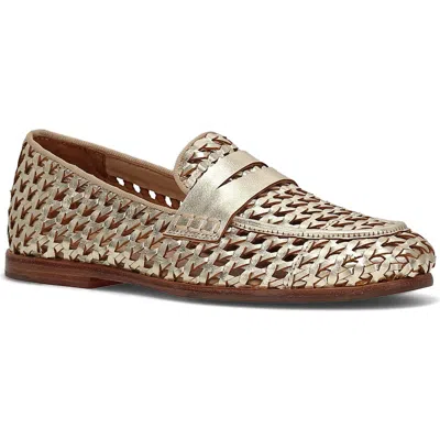 Frye Faith Woven Penny Loafer In Gold
