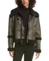 Frye Faux Shearling Aviator Jacket In Green