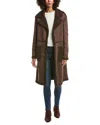 Frye Faux Shearling Coat In Brown