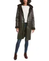 Frye Faux Shearling Duffle Coat In Green