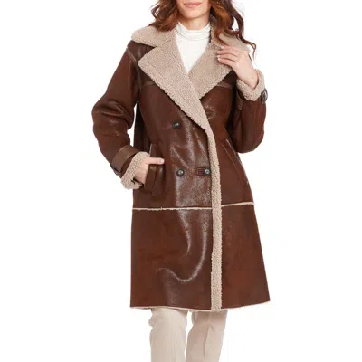 FRYE FRYE FAUX SHEARLING LINED FAUX LEATHER COAT