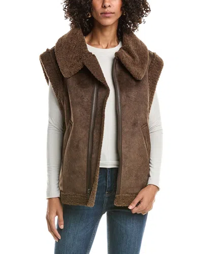 Frye Faux Sherpa Vest In Brown