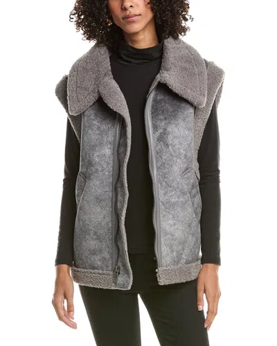 Frye Faux Sherpa Vest In Gray