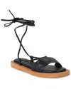 Frye Faye Ankle Tie Leather Sandal In Black
