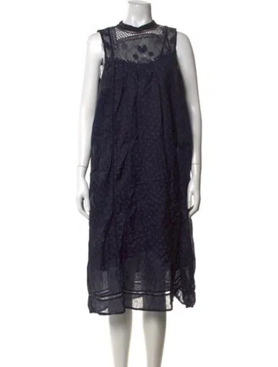 Pre-owned Frye Floral Print Knee-length Dress In Blue