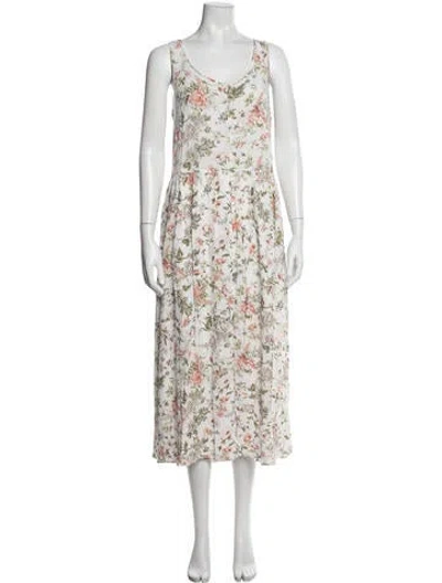 Pre-owned Frye Floral Print Long Dress In White