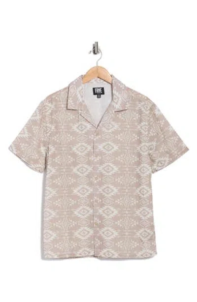 Frye Geometric Print Camp Shirt In Neutral