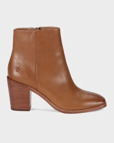 Frye Georgia Leather Zip Ankle Booties In Brown