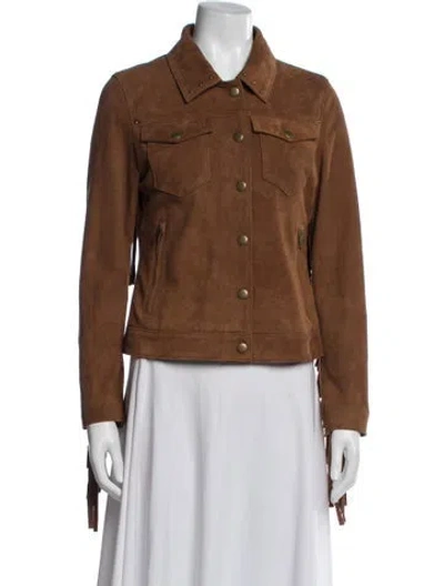 Pre-owned Frye Goat Leather Jacket In Brown