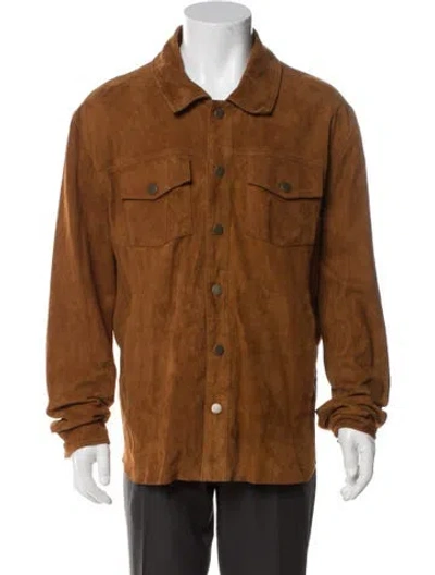 Pre-owned Frye Goat Leather Utility Jacket In Brown