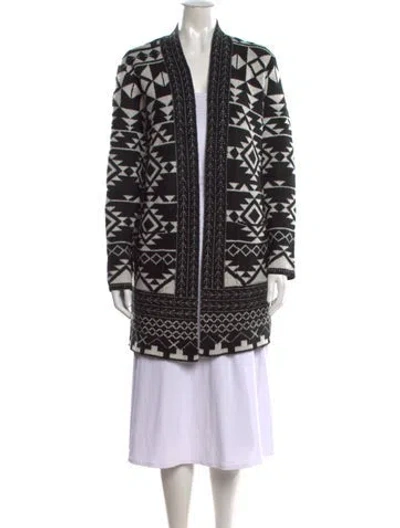 Pre-owned Frye Graphic Print Open Front Sweater In Black