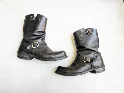 Pre-owned Frye Harness Boots Black Leather 11 D Motorcycle Biker