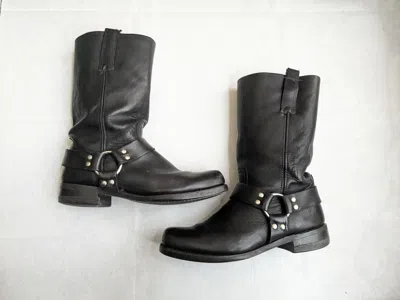 Pre-owned Frye Harness Boots Black Leather 11 M Biker