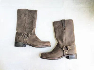 Pre-owned Frye Harness Boots Brown 12 M Leather Buckle Strap