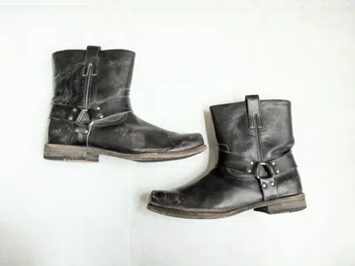 Pre-owned Frye Harness Boots Brown 13 M Leather Buckle