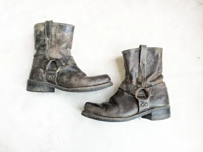 Pre-owned Frye Harness Boots Brown Leather 11 D Leather Buckle