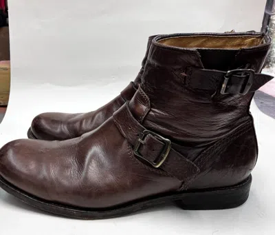 Pre-owned Frye Harness Boots Brown Leather 11 D Motorcycle Biker