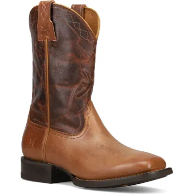 Frye Hauser Logo Stitch Western Boot In Brown