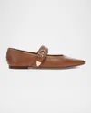 Frye Heather Leather Mary Jane Ballerina Flats In Dark Latte