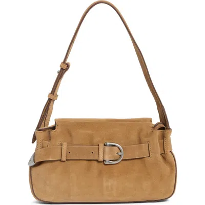 Frye Heather Leather Suede Shoulder Bag In Beige