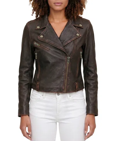 Frye Heritage Biker Jacket In Dark Brown