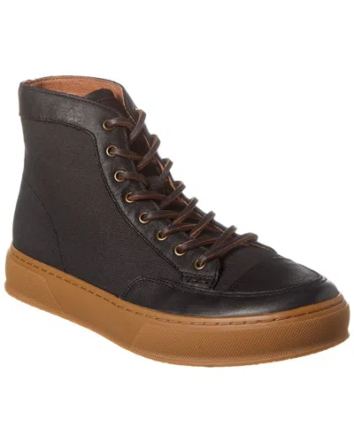Frye Hoyt Mid Lace Leather Sneaker In Black