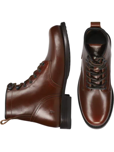 Frye Hudson Leather Plain Toe Work Boots In Brown