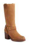 Frye Jean Harness Boot In Almond Suede Leather