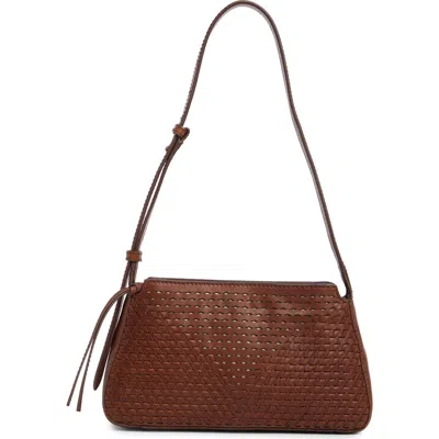 Frye Jennie Woven Leather Shoulder Bag In Cognac