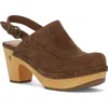 Frye Jessica Clog In Walnut - Swan Suede