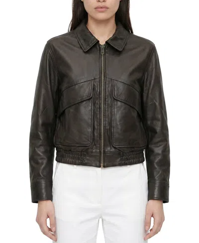 Frye Kacey Cropped Barn Jacket In Dark Brown