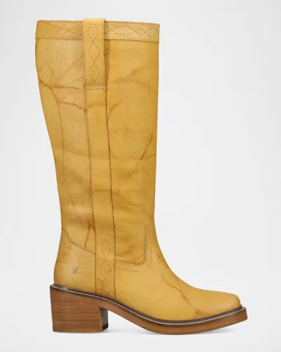 Frye Kate Leather Wide Calf Pull-on Boots In Yellow
