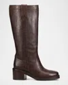 Frye Kate Leather Wide Calf Pull-on Boots In Brown
