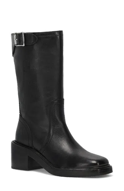 Frye Kate Moto Mid Leather Boot In Black