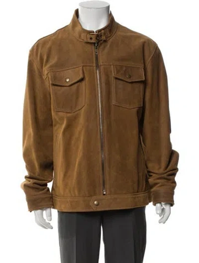 Pre-owned Frye Lamb Leather Jacket In Brown