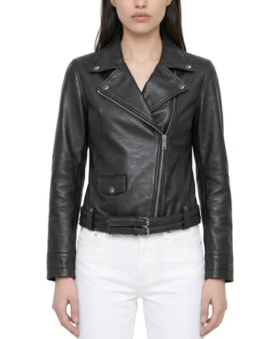 Frye Lambskin Biker Jacket In Black