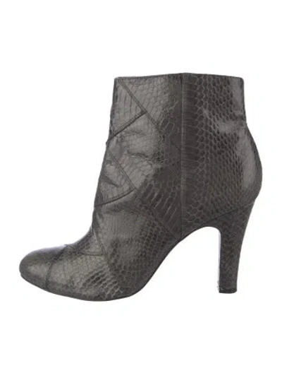 Pre-owned Frye Leather Animal Print Boots In Grey