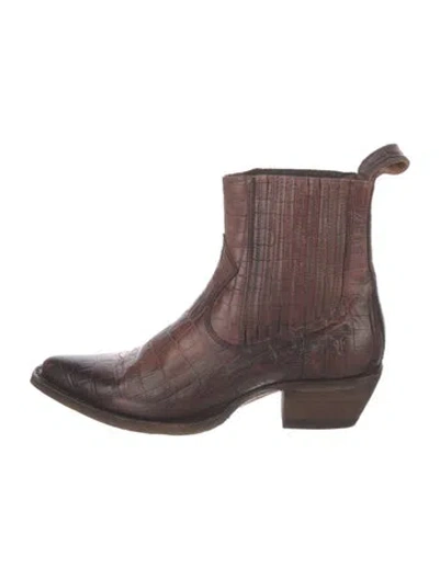Pre-owned Frye Leather Animal Print Chelsea Boots In Brown