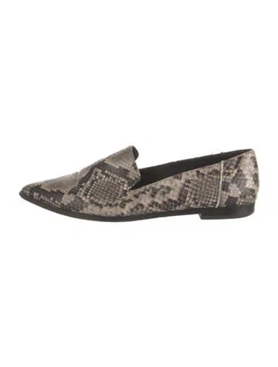 Pre-owned Frye Leather Animal Print Loafers In Gray