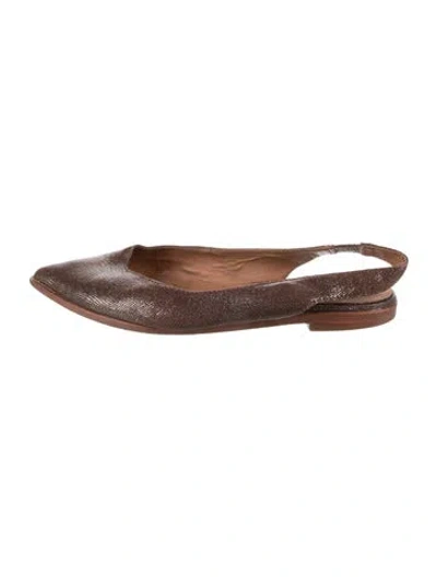 Pre-owned Frye Leather Animal Print Slingback Flats In Brown