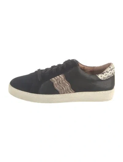 Pre-owned Frye Leather Animal Print Sneakers In Black