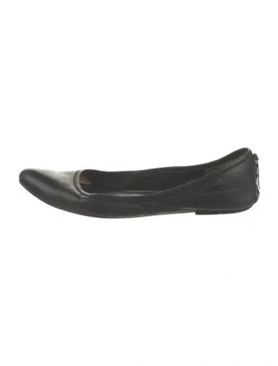 Pre-owned Frye Leather Ballet Flats In Black