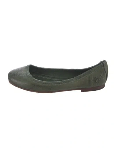Pre-owned Frye Leather Ballet Flats In Green