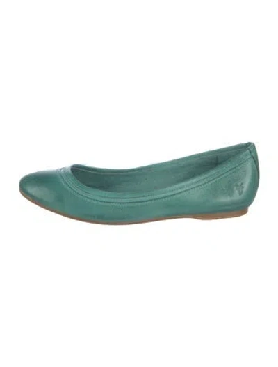 Pre-owned Frye Leather Ballet Flats In Green